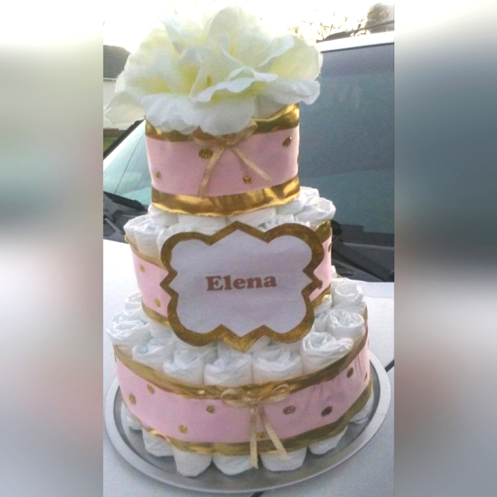 Baby Girl Personalized Diaper Cake